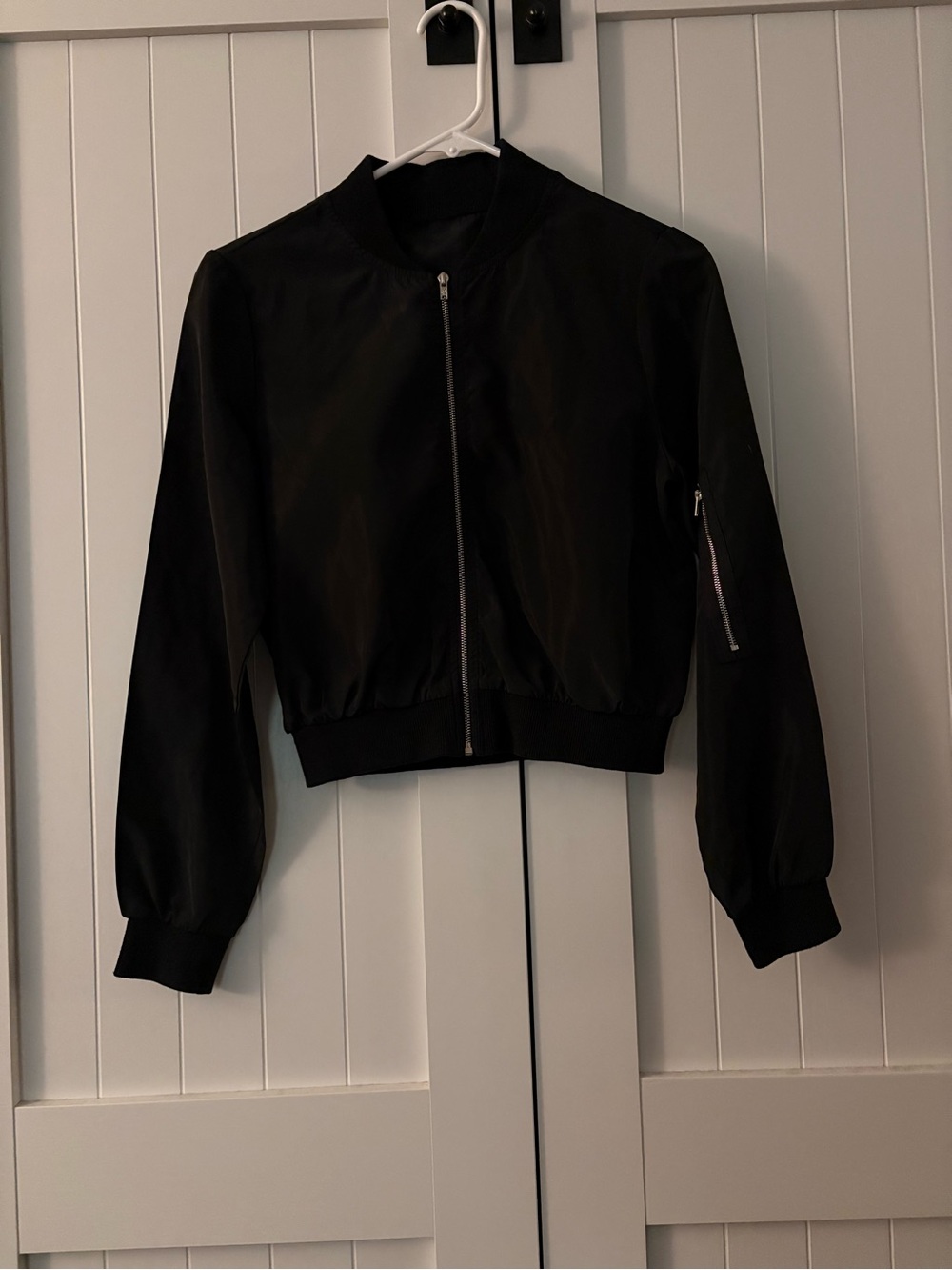 Black Women's Bomber Jacket - Classic Zip Front